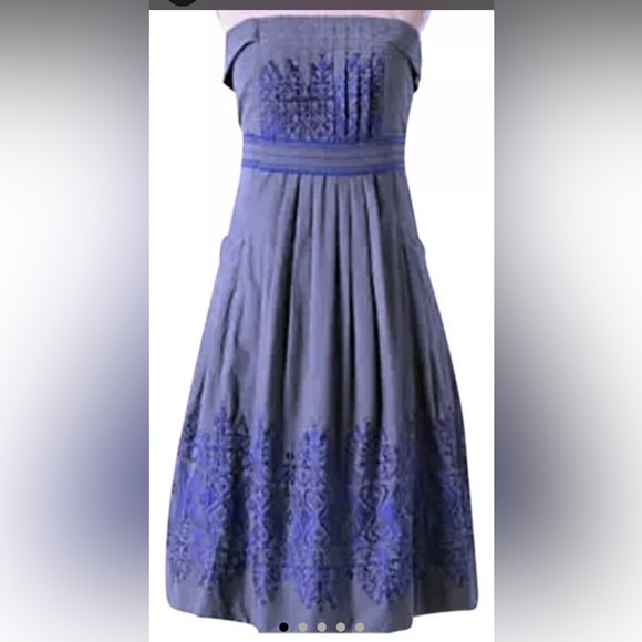 Beautiful $148 Anthropologie Floreat Sewing Circle Dress Gray/Blue - Sz 2/XS - Picture 6 of 7